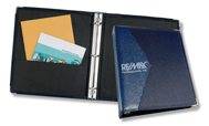 blue and black microfiber ring binder