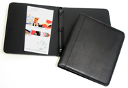 black Napa leather ring binder